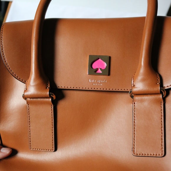 KATE SPADE New Bond Street Flo Tan Caramel Leather Satchel Shoulder Bag Purse - Picture 11 of 14